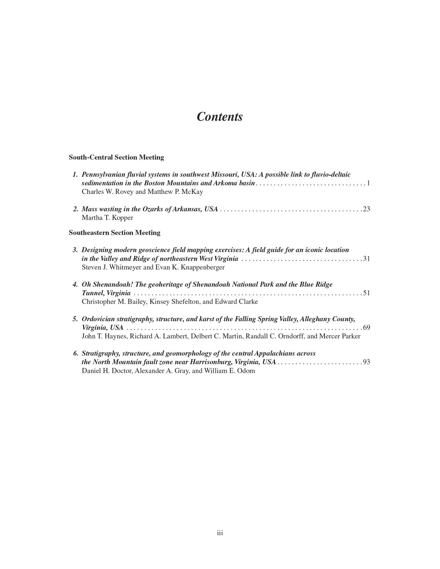GSA Field Guide 73 Table of Contents