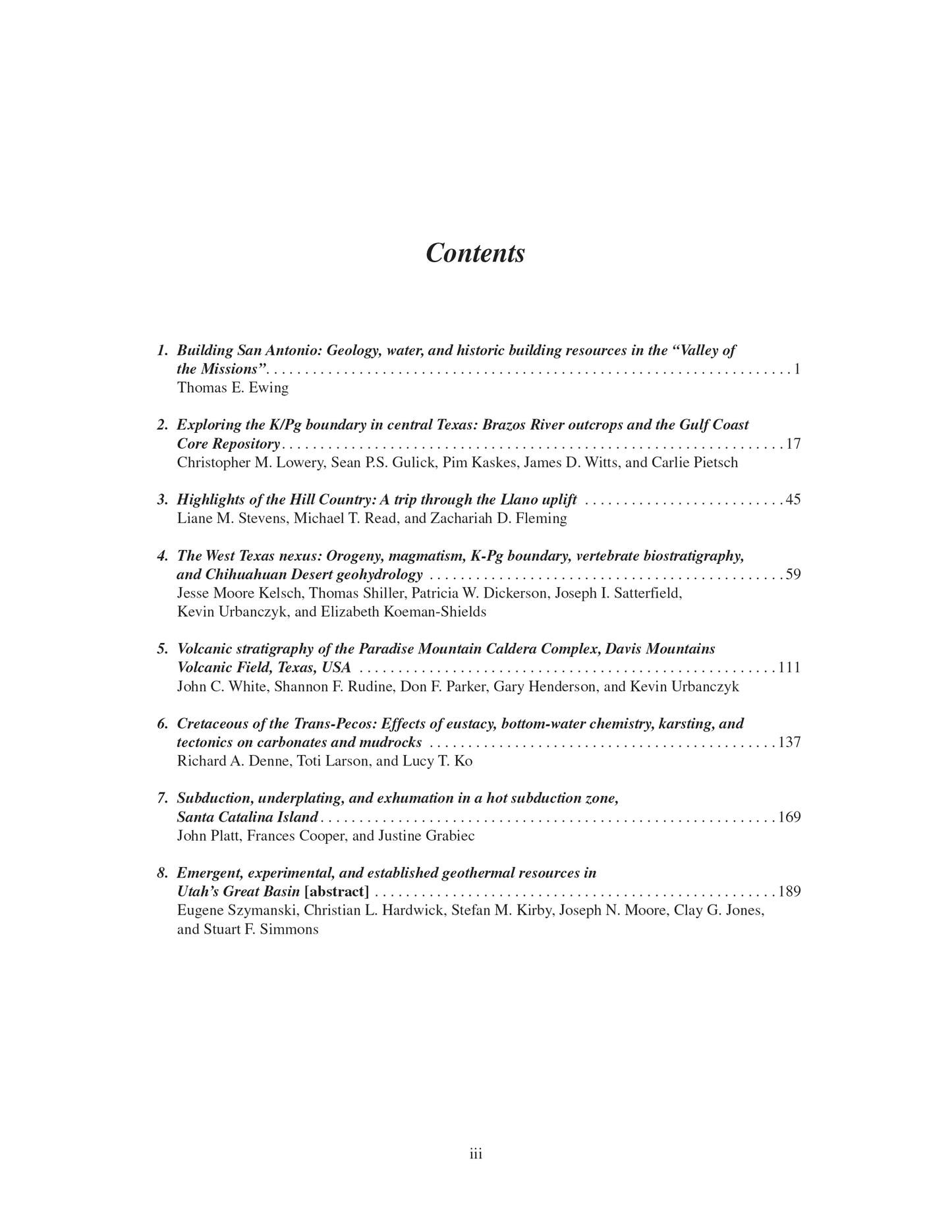 GSA Field Guide 74 Table of Contents