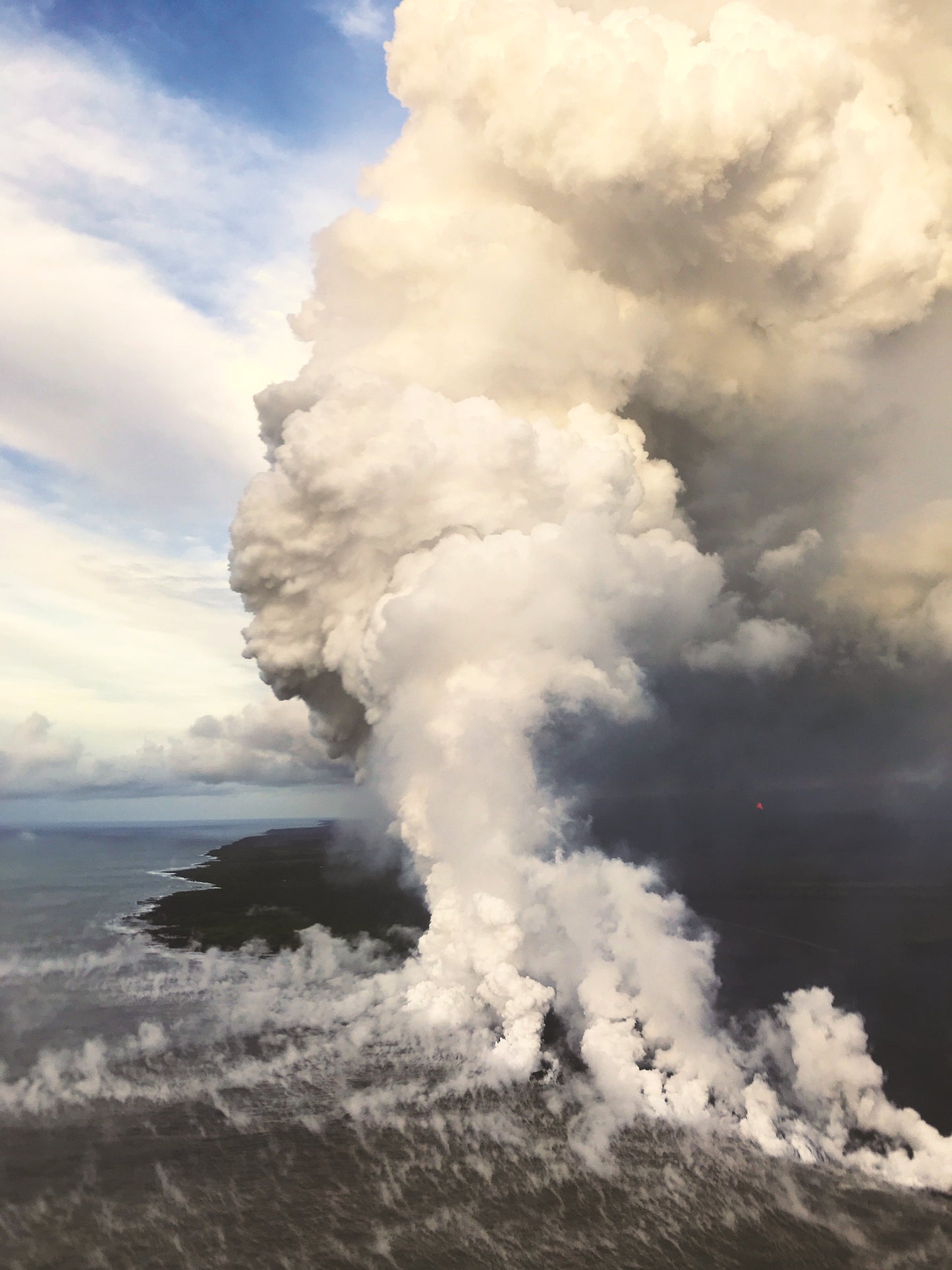 lava flow entering the ocean near Cape Kumukahi, island of Hawaii.