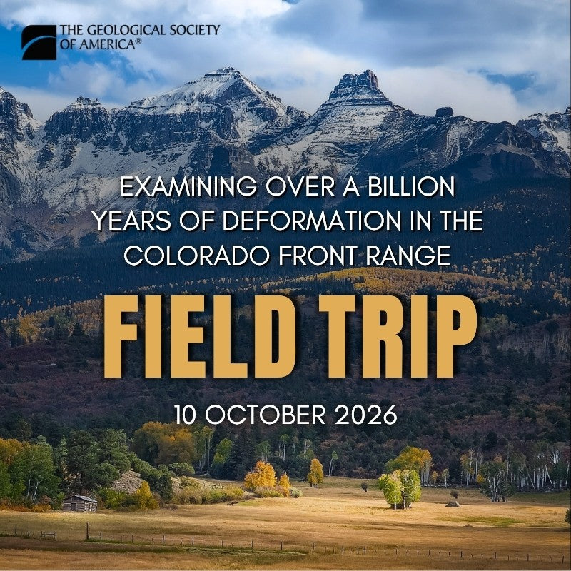 Advertisement for a field trip to the Colorado Front Range with mountains and fields in the background.