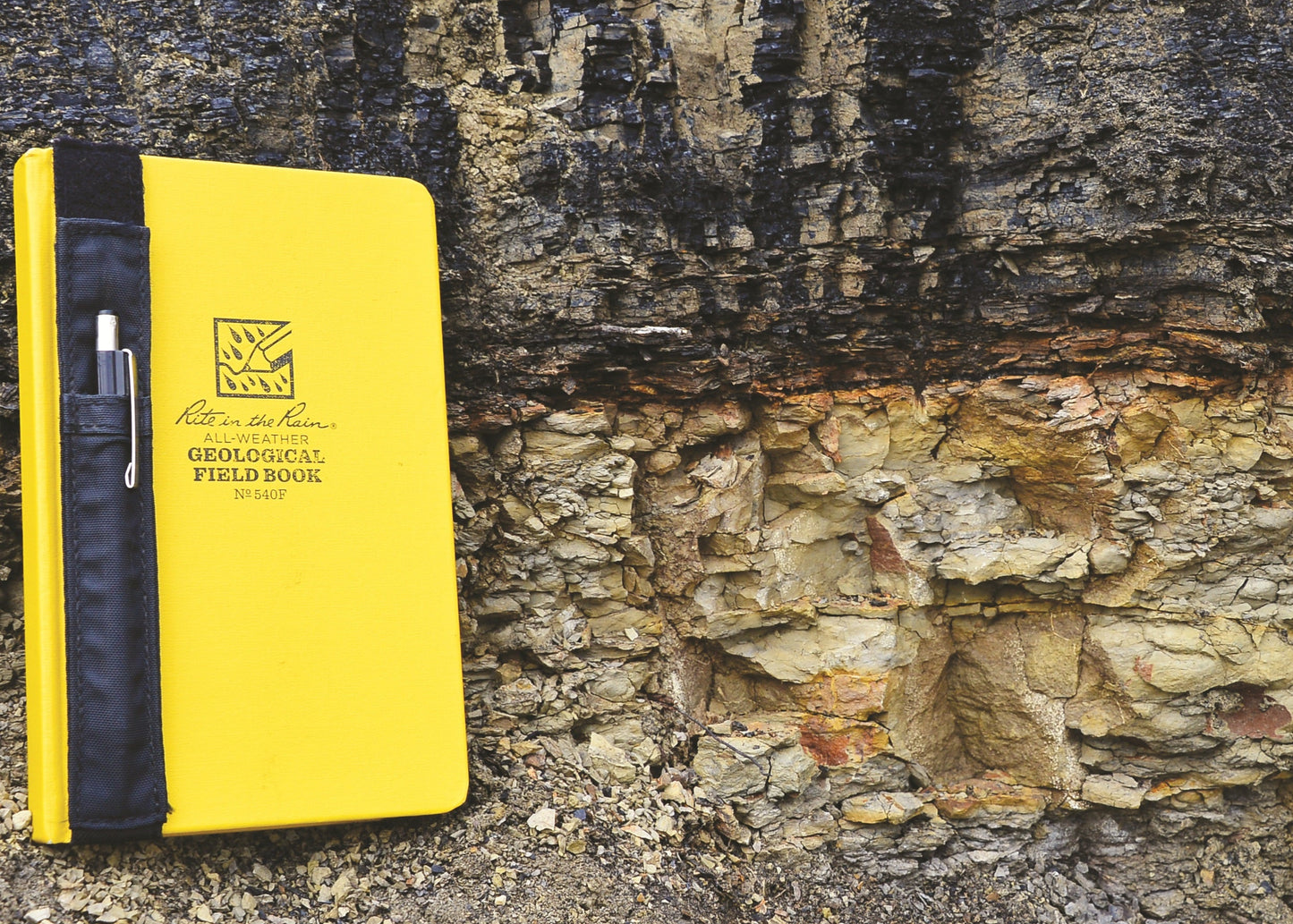 Yellow Rite in the Rain notebook in Climax Canyon, New Mexico