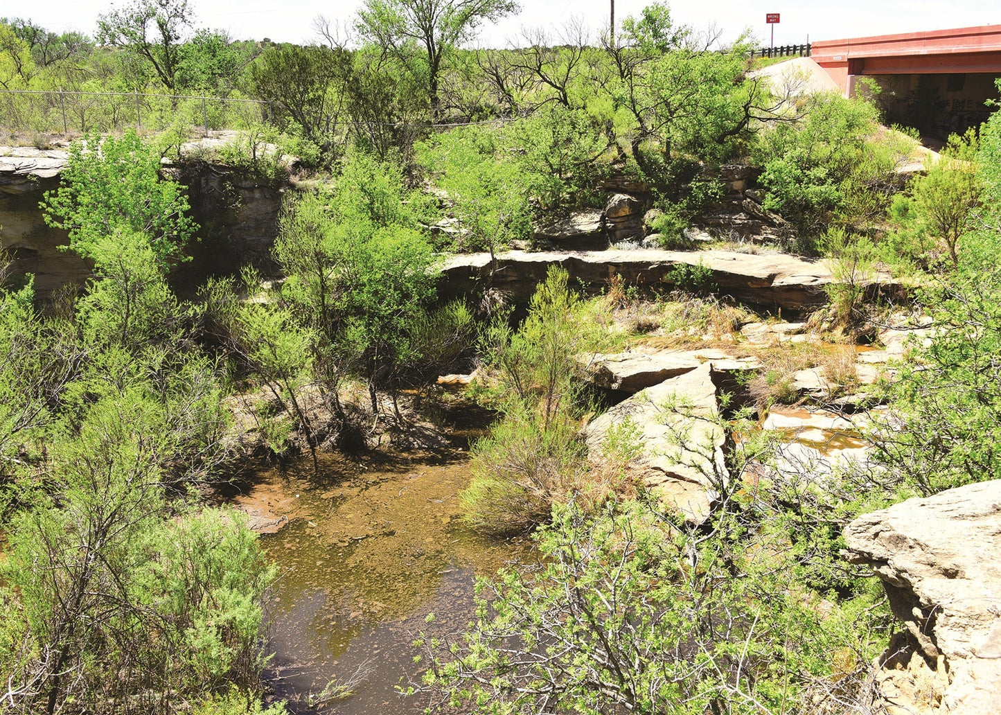 Ledges of Ogallala Formation formed Silver Falls on the White River, Texas, USA