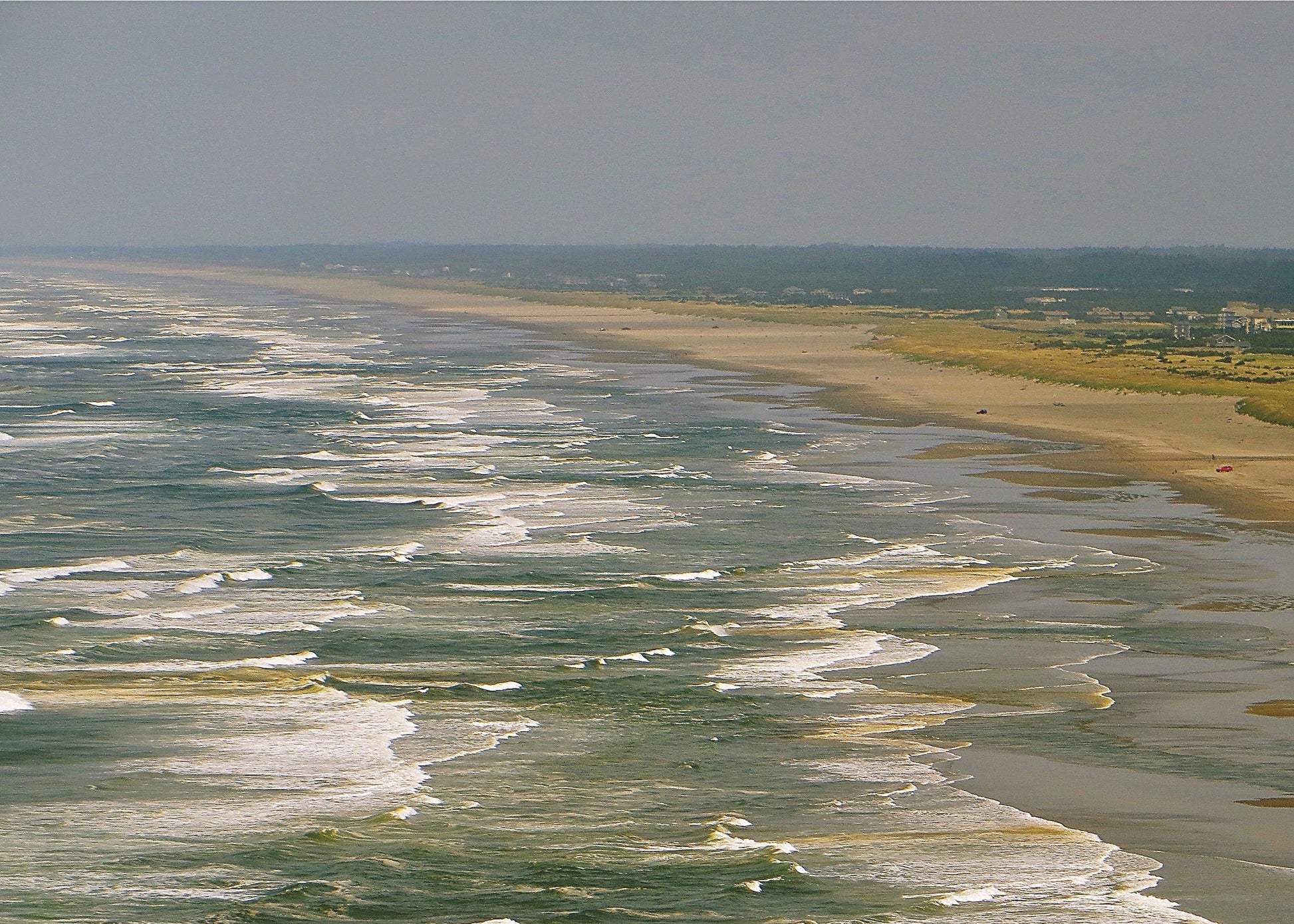 Coastal landscape with waves meeting a sandy beach, Long Beach, Washington