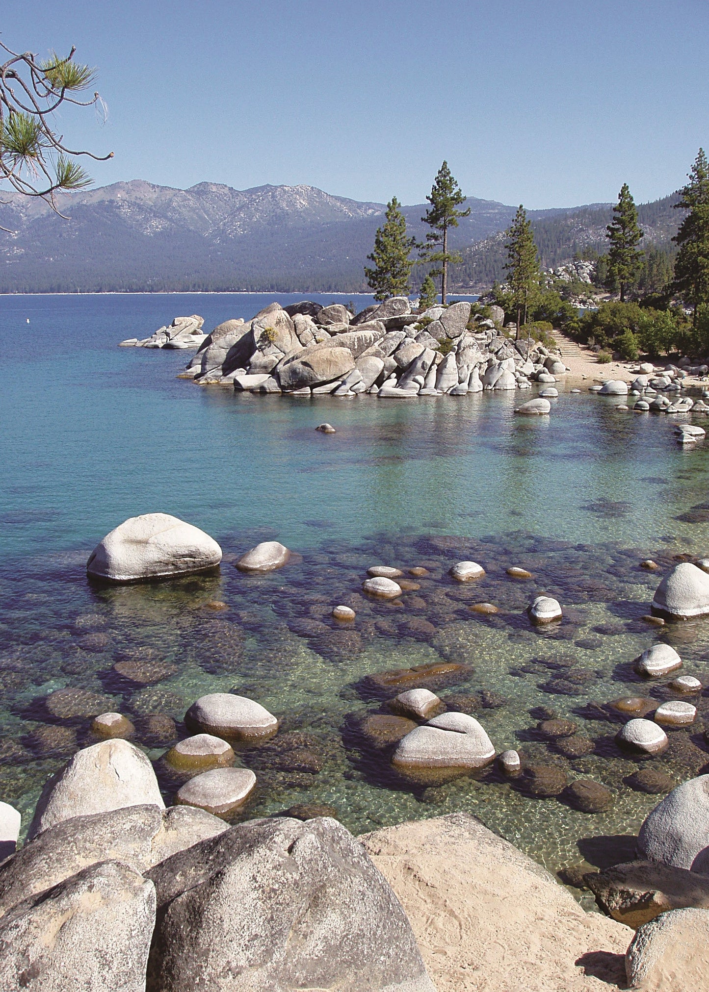 Lake Tahoe fills a basin dropped down on the east side of the Sierra Nevada.