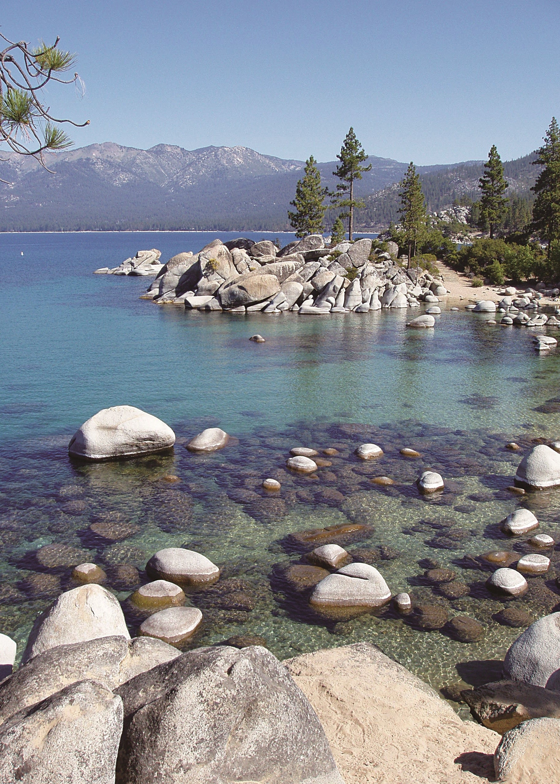 Lake Tahoe fills a basin dropped down on the east side of the Sierra Nevada.