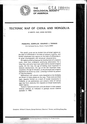 Tectonic Map of China and Mongolia