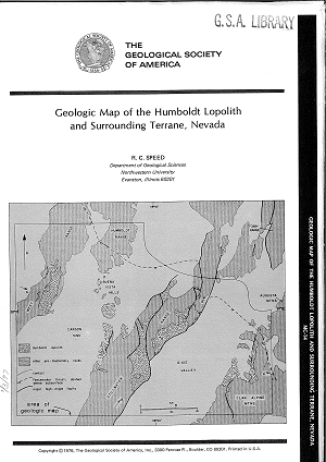 Geologic Map of the Humboldt Lopolith Surrounding Terrane