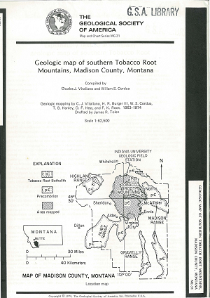 Map of southern Tobacco Root Mountains, Montana