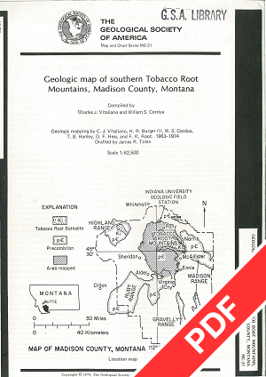 Map of southern Tobacco Root Mountains, Montana