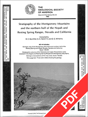 Map: Stratigraphy of Montgomery Mtns and Nopah Ranges