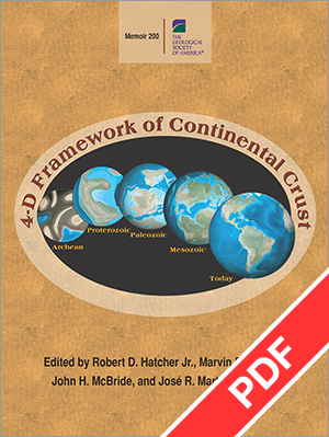 Book cover for "4-D Framework of Continental Crust" with PDF ribbon