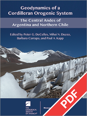 Book cover for "Geodynamics of a Cordilleran Orogenic System" with PDF ribbon