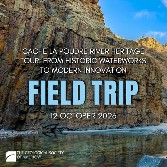 text for a field trip on top of a photo of a river through a canyon with a blue sky above. 