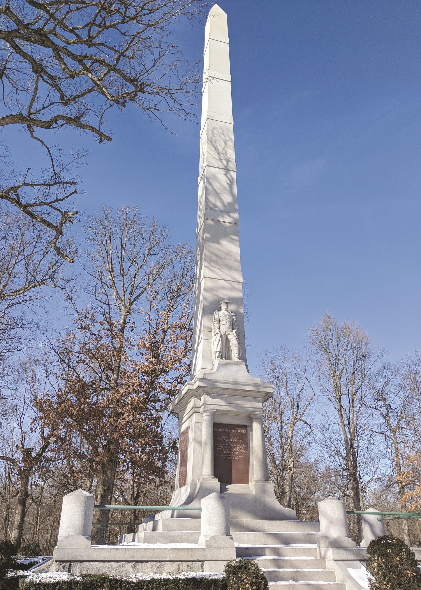 A marble obelisk marks the location of
the Battle of Tippecanoe, Indiana