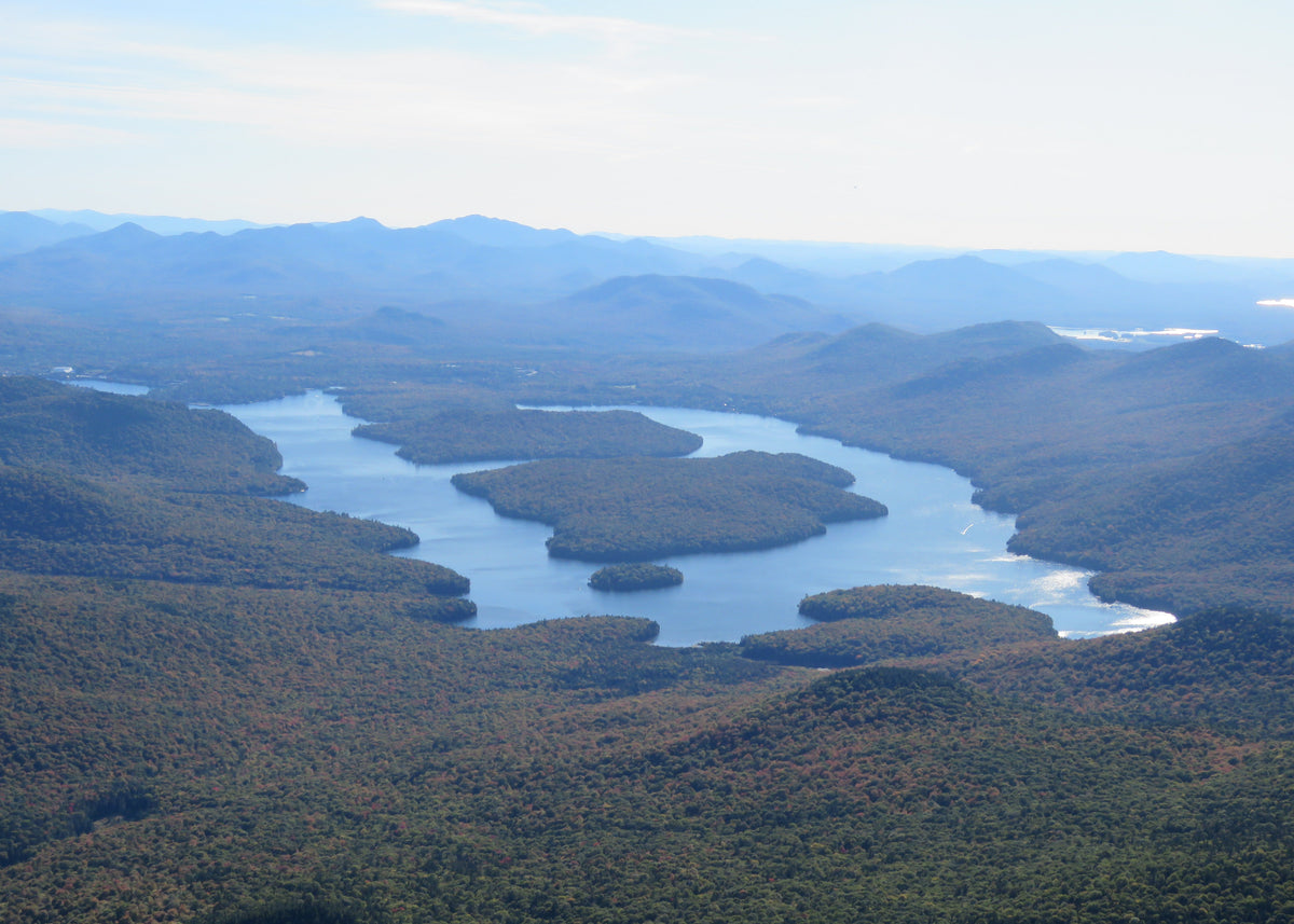 Ladder-shaped Lake Placid from the Whiteface summit, New York 
