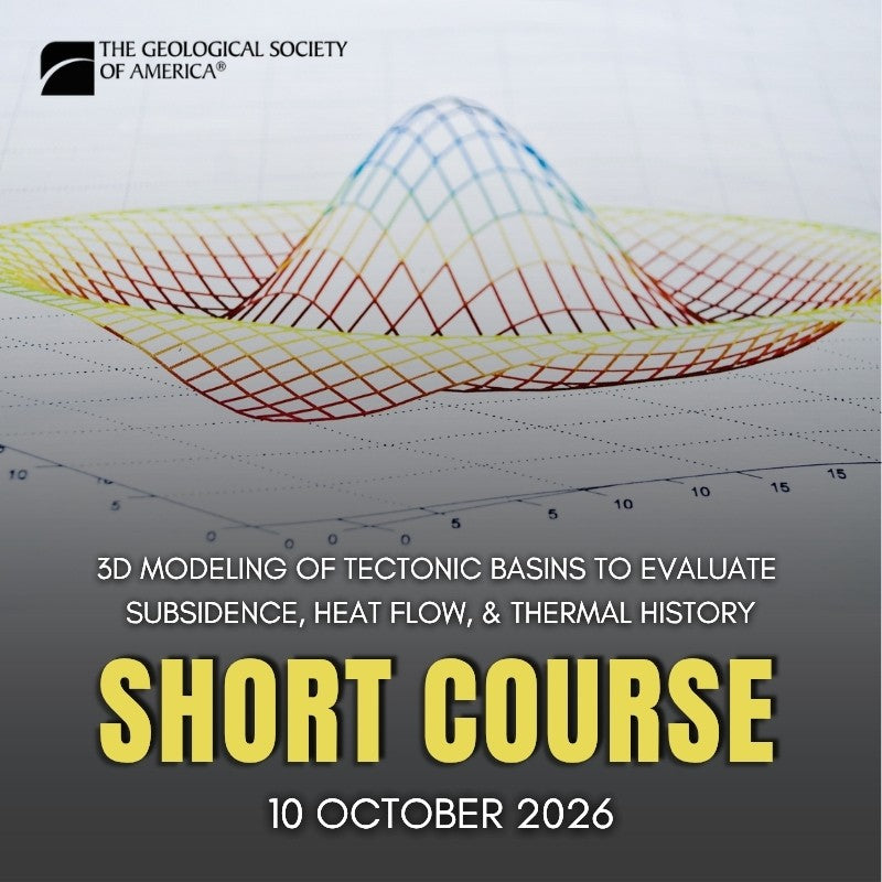 Text advertising a GSA short course with a chart in the background. 