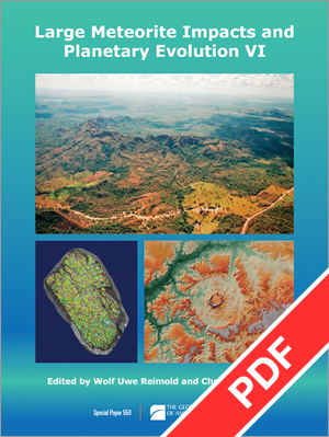 Cover for Large Meteorite Impacts and Planetary Evolution VI with a PDF ribbon