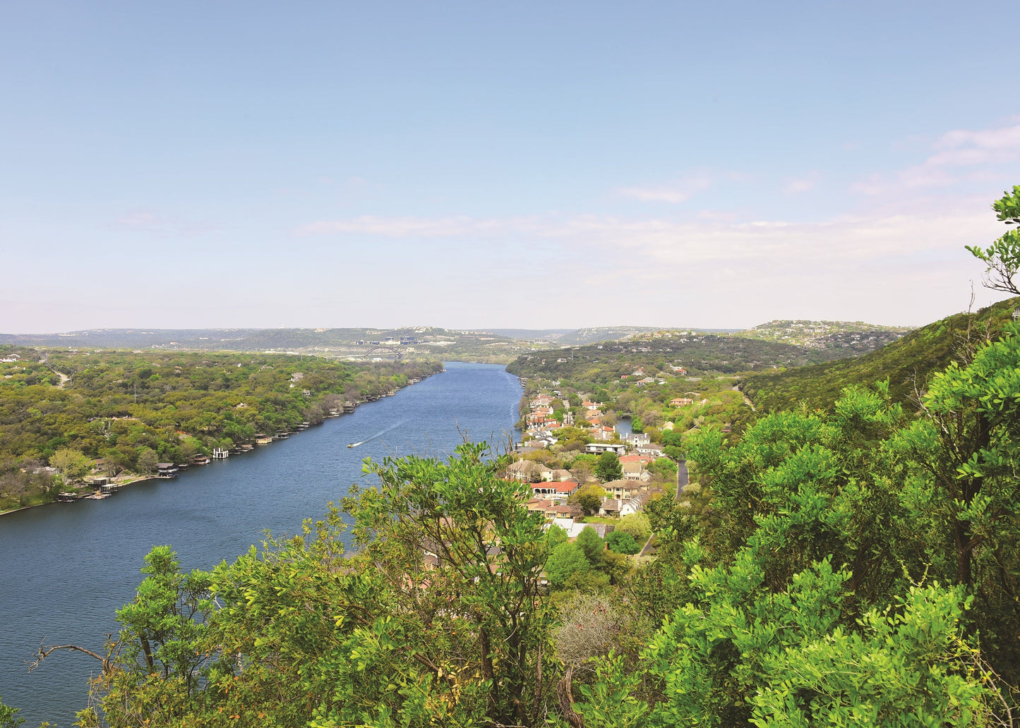 A view of the Colorado River and the Edwards Plateau from Mt. Bonnell, Texas, USA