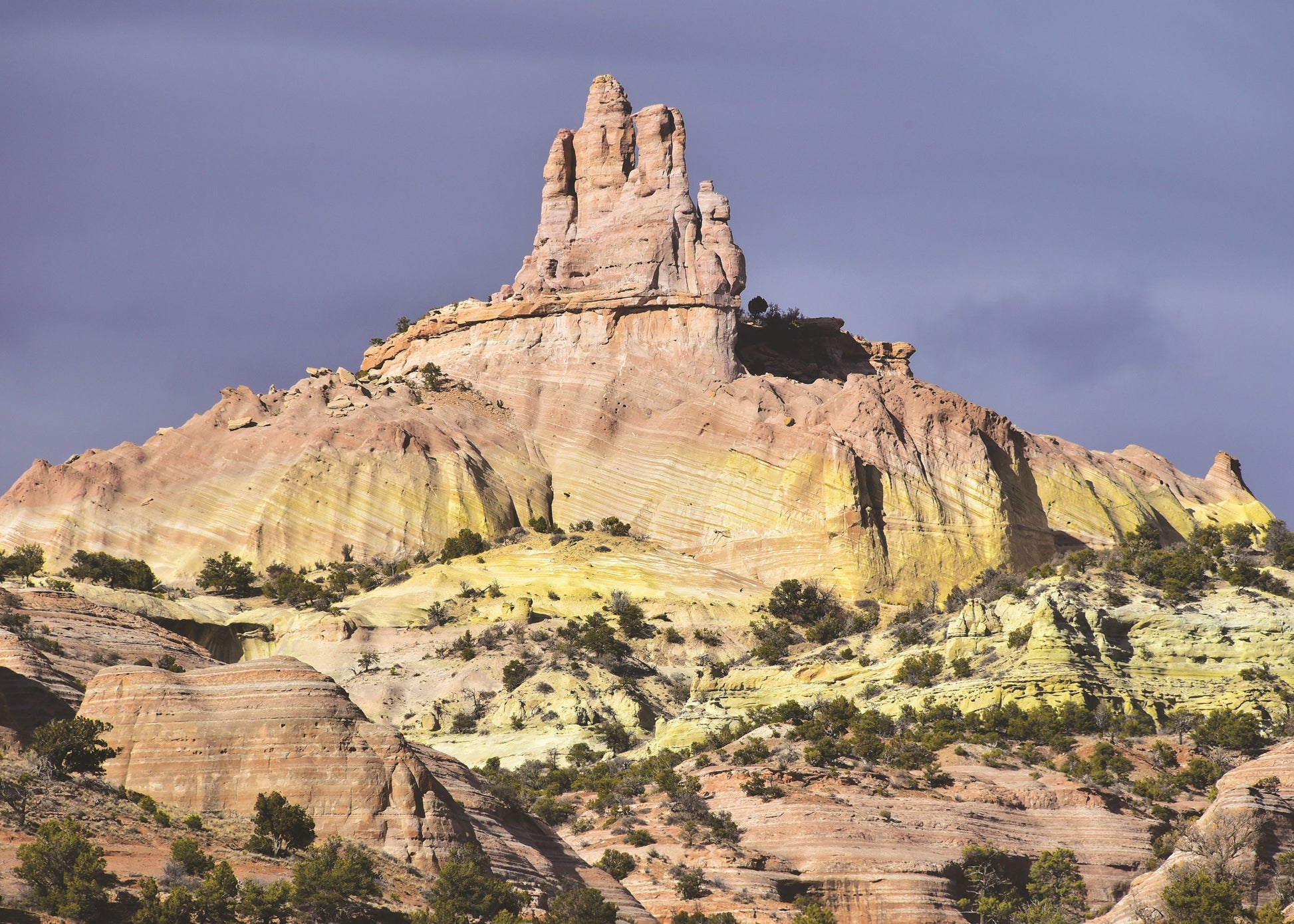 Navajo Church (Church Rock) is a colorful landmark sculpted from rocks of the Morrison Formation in New Mexico