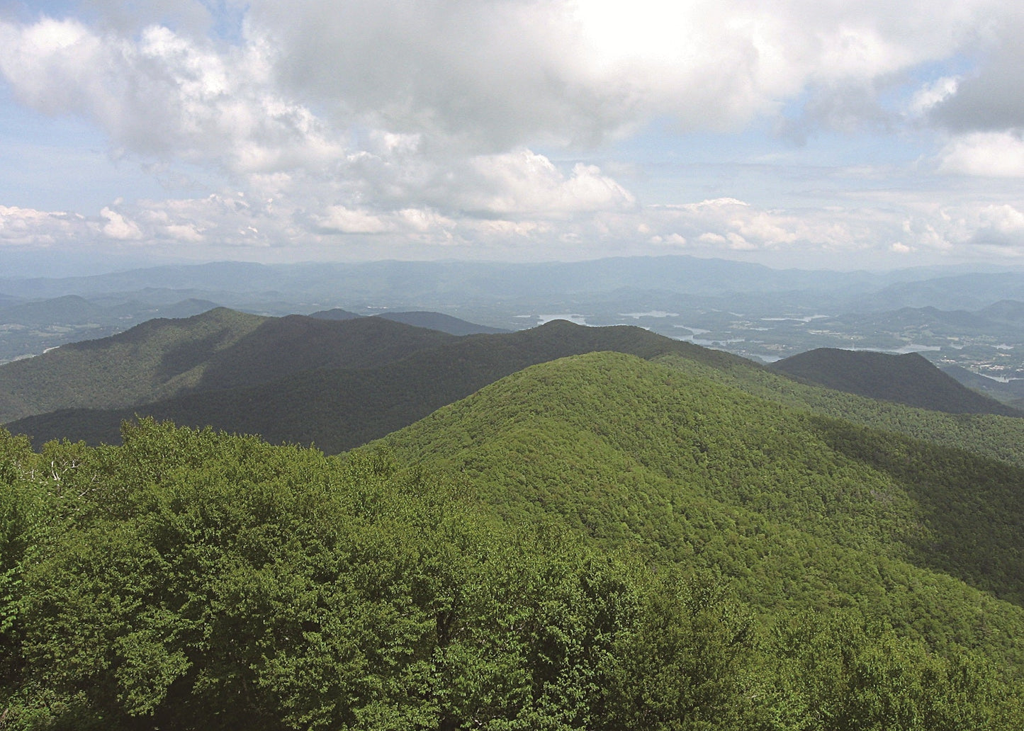 Scenic view of green mountains under a cloudy sky, Georgia