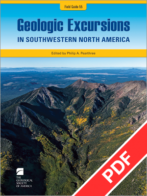 Cover for "Geologic Excursions in Southwestern North America" with PDF ribbon