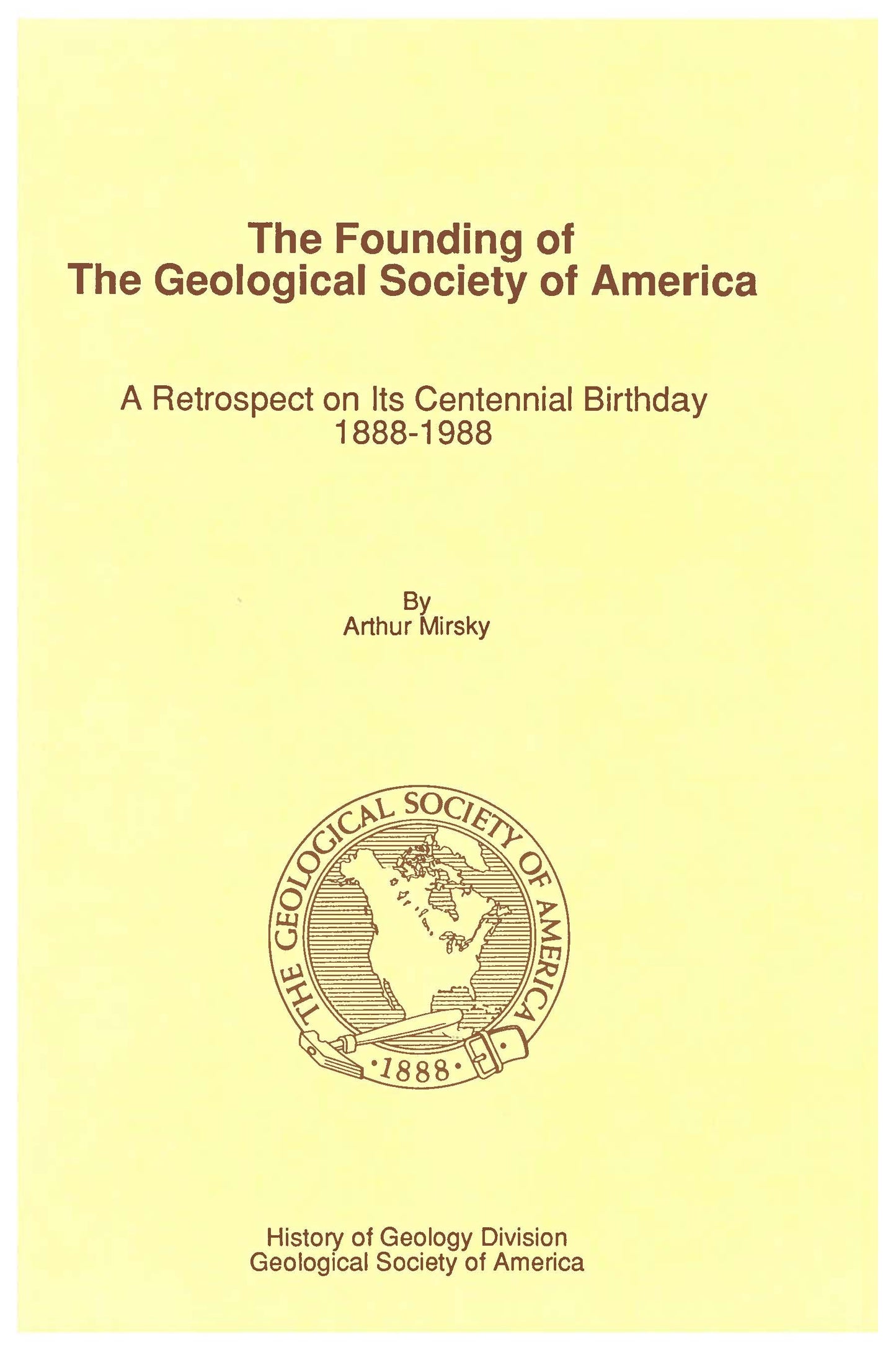 The Founding of The Geological Society of America