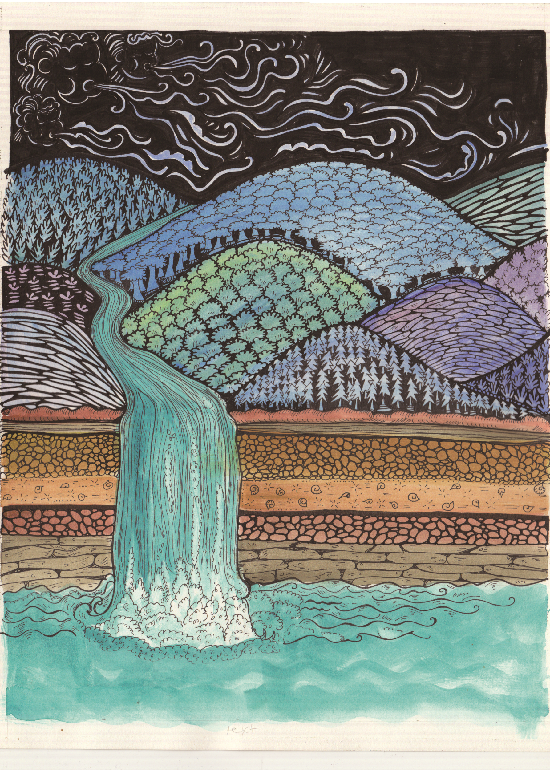 a river flows through the mountains