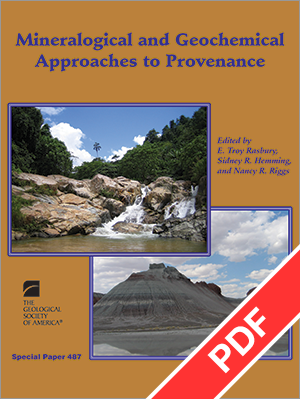 Cover for "Mineralogical and Geochemical Approaches to Provenance" with PDF ribbon