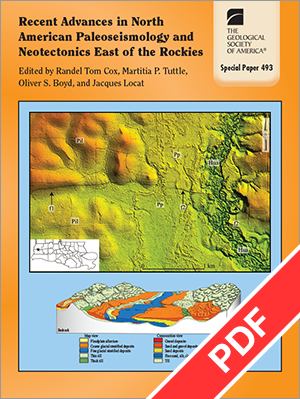 Cover for "Recent Advances in North American Paleoseismology" with PDF ribbon