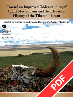 Cover ro book on Uplift Mechanisms and the History of the Tibetan Plateau with PDF ribbon