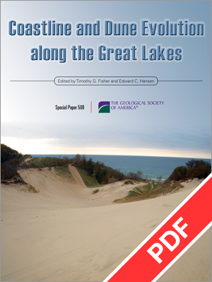 Cover for "Coastline and Dune Evolution along the Great Lakes" with PDF ribbon