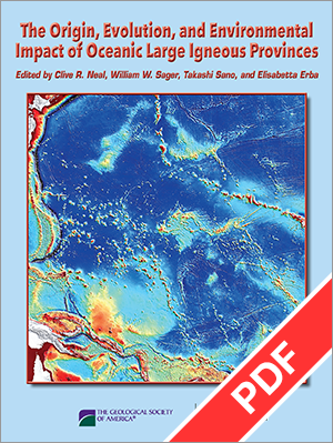 Cover for "Origin, Evolution, Environmental Impact of Oceanic LIPs" with PDF ribbon