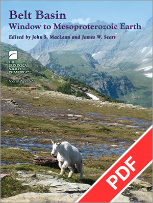 Cover for "Belt Basin: Window to Mesoproterozoic Earth" with PDf ribbon