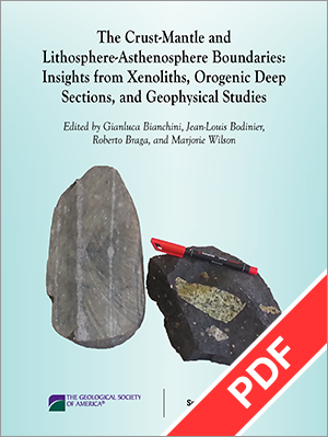 Cover for "Crust-Mantle and Lithosphere-Asthenosphere Boundaries" with PDF ribbon