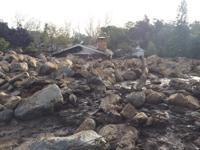 boulders and house