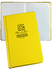 Yellow geological field book with grid lines
